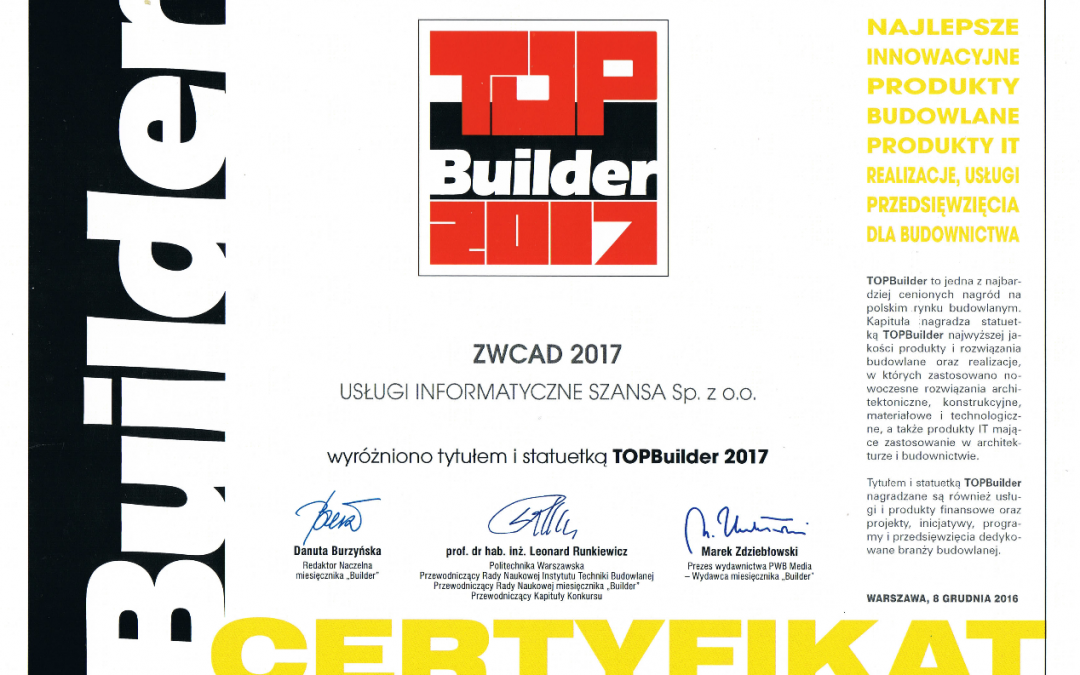 ZWCAD Thắng giải thưởng Prestigious Top Builder Award năm thứ sáu