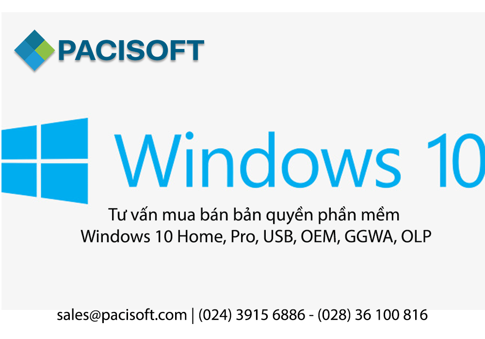 Tư vấn mua bán bản quyền phần mềm Windows 10 Home, Pro, USB, OEM, GGWA, OLP
