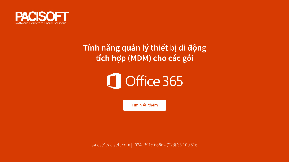 Tính năng quản lý thiết bị di động tích hợp (MDM) cho các gói Office 365 thương mại