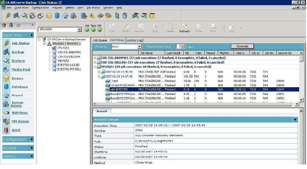 Cửa sổ tập trung của Arcserve Backup