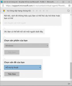 Chọn vấn đề: Hỗ trợ kỹ thuật