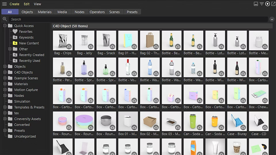 CINEMA 4D asset browser