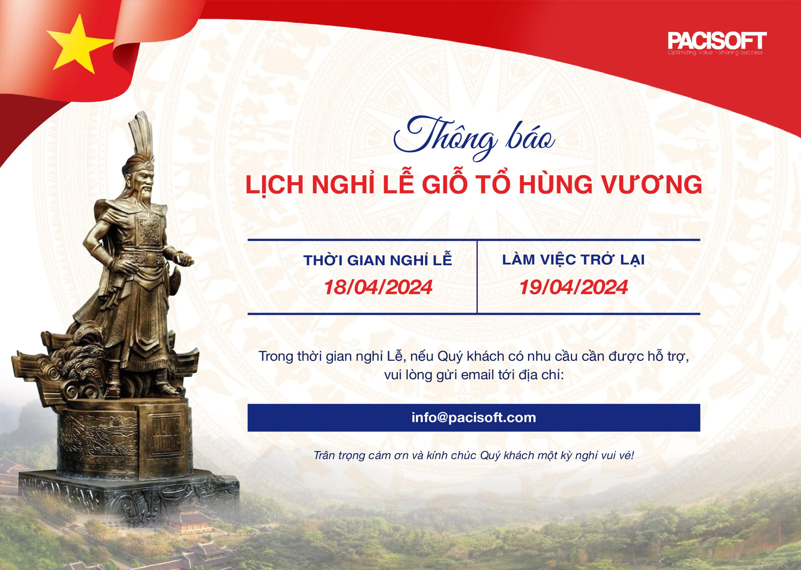 Lịch nghỉ lễ Giỗ Tổ Hùng Vương 2024