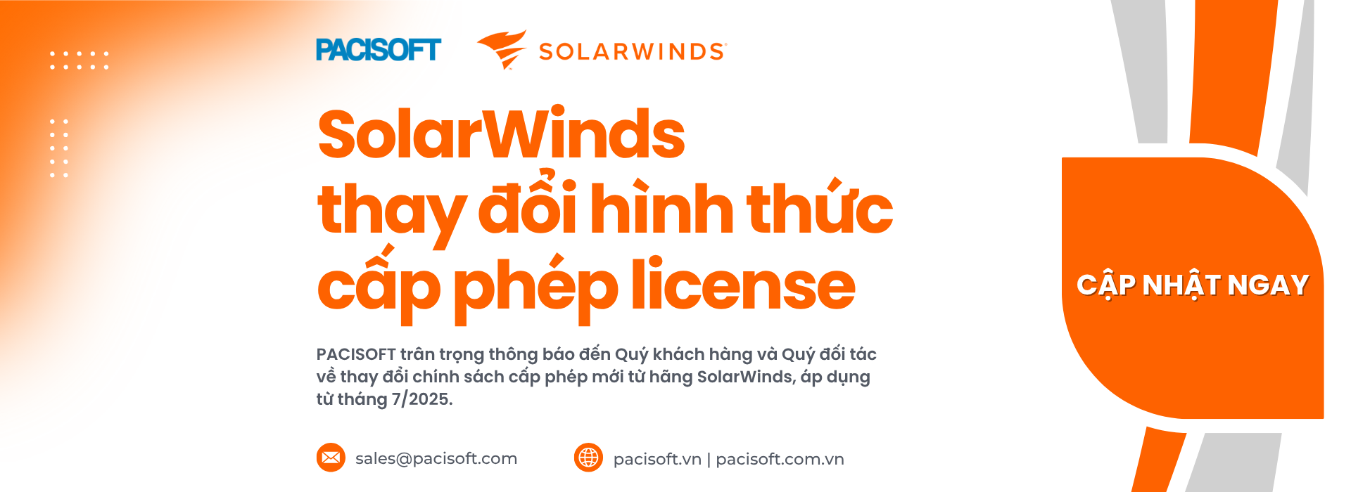 SOLARWIND thay đổi hình thức cấp phép license