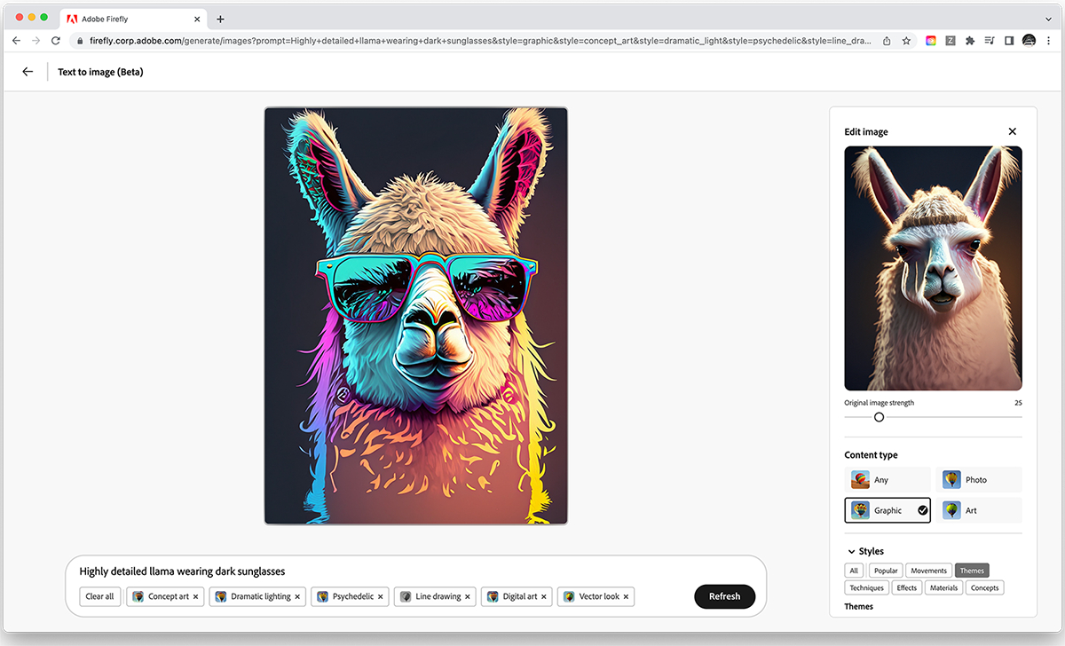 Giao diện Adobe Firefly - Công cụ AI tạo sinh của Adobe.