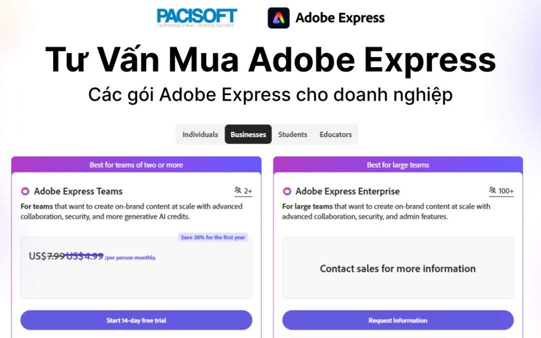 Mua Adobe Express Bản Quyền Cho Doanh Nghiệp Tại Việt Nam