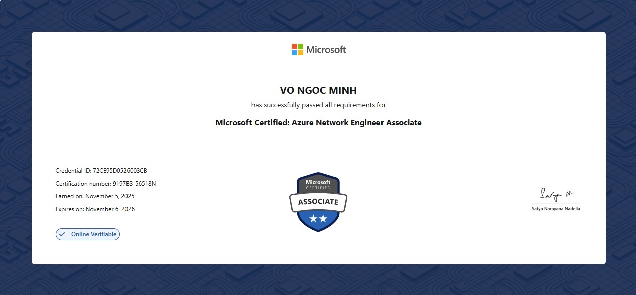 Azure Network Engineer Associate MINH VO