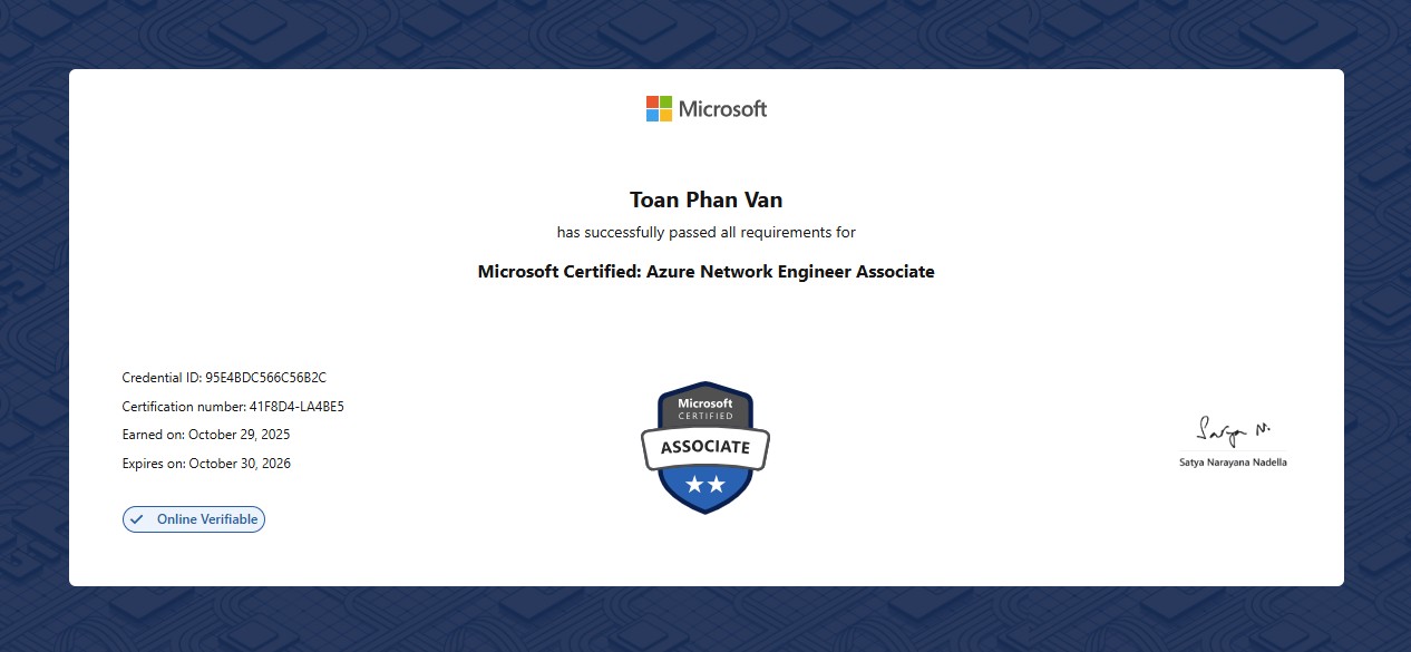 Azure Network Engineer Associate TOAN PHAN