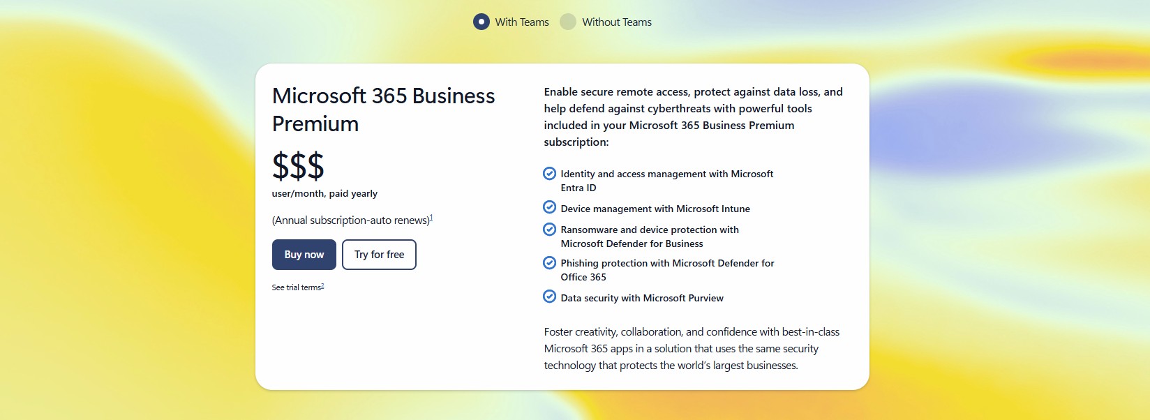 Microsoft 365 Business Premium pricing