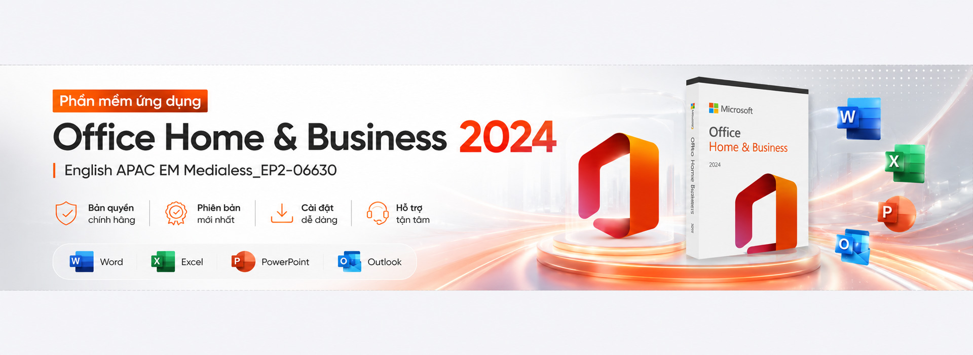 Phần mềm ứng dụng Office Home & Business 2024 English APAC EM Medialess_EP2-06630 Phần mềm ứng dụng Office Home & Business 2024 English APAC EM Medialess_EP2-06630