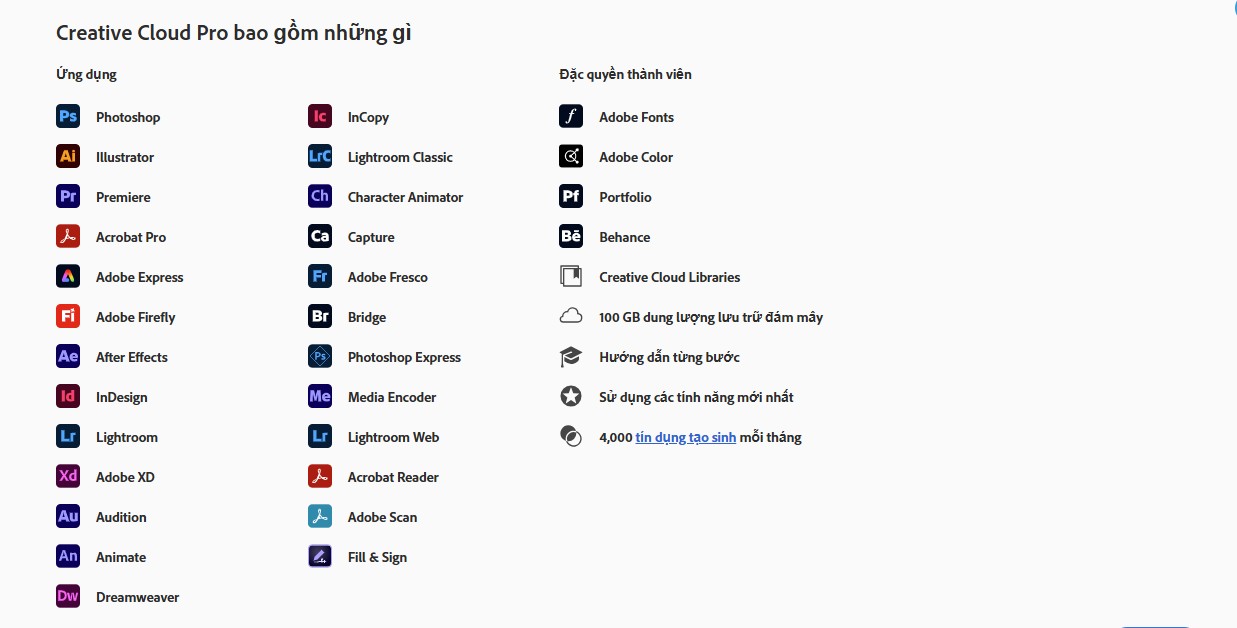 adobe creative cloud pro gom nhung gi
